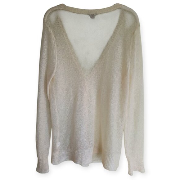J.Jill Lightweight White Mohair-Blend Cardigan • Size L • Soft & Cozy - Picture 2 of 9